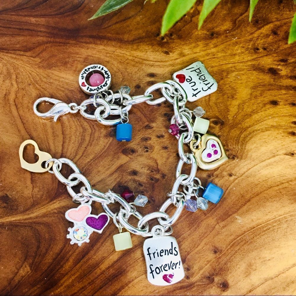 Vintage Charm Colorful Cute Bracelet Best Friends Forever Laught 4233